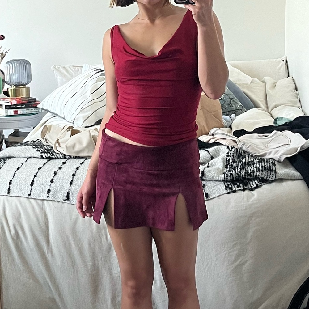 Danielle Guizio Suede Miniskirt
